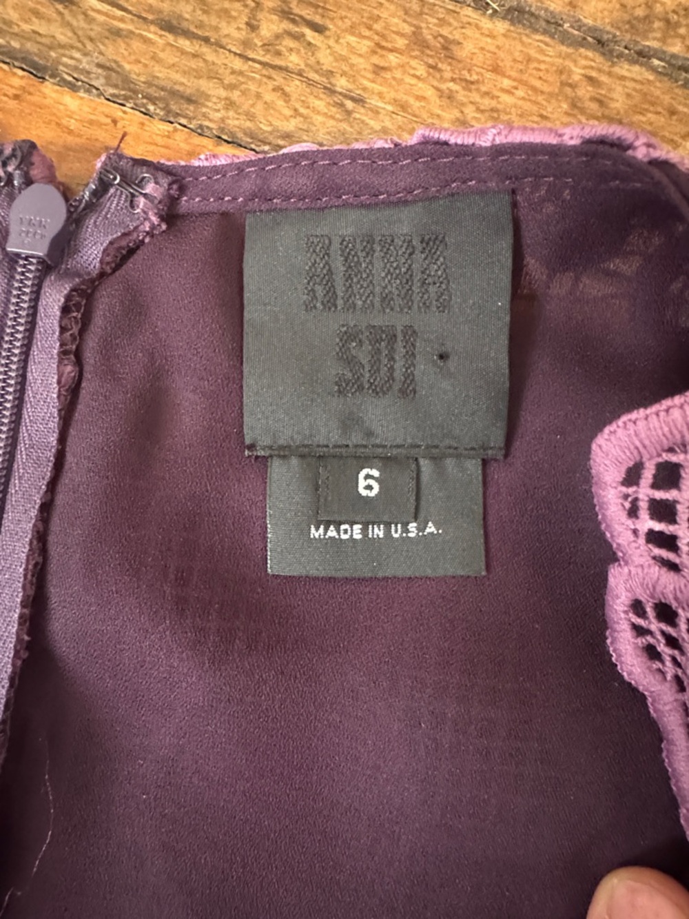Vintage EUC Anna Sui Purple Floral Lace Mini Dress - Picture 2 of 7